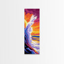 Ocean Wave Crash, Dramatic Seascape, Vibrant Coastal Art, Framed Canvas Print, Nautical Home Decor, Bold Colorful Aesthetic, Beach House