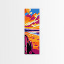 Cowboy Beach, Western Art, Framed Canvas Print, Sunset Coastal Decor, Rustic Wall Art, Vibrant Painting, Beach Aesthetic