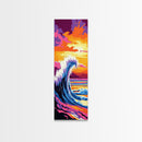 Ocean Wave, Surfing Art, Framed Canvas Print, Beach House Wall Art, Coastal Home Decor, Nautical Wall Art, Vibrant Seascape Painting