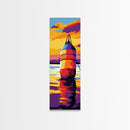 Buoy on Water, Nautical Scene, Sunset Reflection, Ocean Colors, Framed Canvas Print, Coastal Home Decor, Beach House Wall Art, Gift