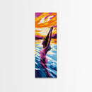 Joyful Swimmer, Vibrant Ocean Art, Summer Aesthetic Print, Coastal Decor, Colorful Beach Scene, Zen Meditation Art, Framed Canvas Print