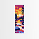 River Sunset, Vibrant Nature Art, Scenic Landscape Painting, Tranquil Home Decor, Cabin Wall Art, Adventure Art, Framed Canvas Print