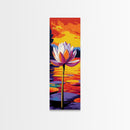 Lotus Flower, Sunset Lake, Water Lily, Zen Wall Art, Framed Canvas Print, Nature Inspired, Meditation Room, Spa Wall Decor