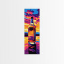 Whiskey Bottle Art, Bar Wall Decor, Retro Aesthetic, Canvas Print, Man Cave Decor, Liquor Lover Gift, Vibrant Sunset, Mid-Century Style