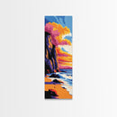 Cliffside Ocean, Sunset Beach, Dramatic Seascape, Coastal Art, Framed Canvas Print, Living Room Decor, Modern Home Aesthetic