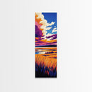 Scenic Prairie, Colorful Landscape, Sunset Reflection, Warm Nature Art, Framed Canvas Print, Office Decor, Cozy Autumn Aesthetic
