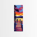 Dock Sunset Reflection, Framed Canvas Print, Lake Wall Art, Nature Decor, Sunset Art, Vibrant Landscape, Modern Art, Large Wall Art