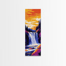 Waterfall Sunset, Bold Nature Art, Outdoor Lover Gift, Framed Canvas Print, Vibrant Landscape, Living Room Wall Decor, Cabin Art