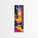 Redwood Path, Autumn Wall Art, Nature Landscape, Cabin Decor, Warm Sunset, Scenic Painting, Living Room, Canvas Print, Rustic Style