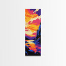 Colorful Cliffside, Bold Nature Art, Vibrant Landscape, Sunset Painting, Modern Wall Decor, Home Accent, Office Space, Canvas Print