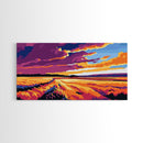 Golden Field Sunset, Canvas Print, Rustic Landscape Art, Vibrant Autumn Painting, Boho Aesthetic, Warm Tones, Living Room Wall Decor