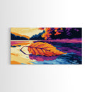 Autumn Leaf, Lake Reflection Art, Framed Canvas Print, Fall Season Decor, Vibrant Nature, Boho Aesthetic, Cozy Home Wall Art