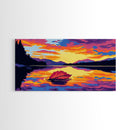 Autumn Leaf, Water Tranquility, Canvas Print, Serene Fall Wall Art, Seasonal Nature Painting, Calming Lake Artwork, Office Wall Art