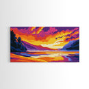 River Mountains, Sunset,Canvas Print, Vibrant Nature Art, Scenic Wall Decor, Rustic Lodge Artwork, Travel Lovers Gift, Living Room Art