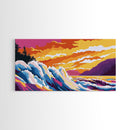 Ocean Waves, Colorful Seascape, Beach Wall Art, Coastal Sunset, Vibrant Ocean Scene, Canvas Print, Living Room Decor, Surf Art, Gift