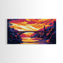 Bridge View, River Sunset, Vibrant Landscape, Golden Hour, Nature Scene, Canvas Print, Living Room Wall Art, Urban Decor, Gift Idea