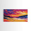 Golden Beach, Sunset River, Colorful Nature, Vibrant Seascape, Coastal Landscape, Canvas Print, Bedroom Wall Art, Summer Decor, Gift