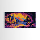 Forest Tunnel, Mountain View, Scenic Reflection, Canvas Print, Cabin Wall Art, Cozy Fall Decor, Vibrant Nature Painting, Autumn Room Art