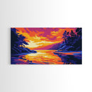 Sunset River, Woodland Scene, Tranquil Nature, Canvas Print, Mountain Home Decor, Vibrant Art, Cozy Cabin Wall Art, Fall Landscape Painting