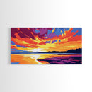 Ocean Sunset, Serene Seascape, Framed Canvas Print, Beach Home Decor, Tranquil Coastal Art, Warm Colorful Painting, Summer Wall Art