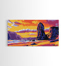Coastal Sunset, Seaside Cliffs, Ocean Landscape, Beach House Decor, Nautical Wall Art, Warm Tones, Framed Canvas Print