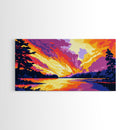 Fiery Sunset, Dramatic Sky, Scenic Nature Art, Landscape Home Decor, Warm Color Palette, Modern Framed Canvas Print