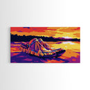 Moccasins by Water, Native American Art, Vibrant Sunset Scene, Boho Wall Art, Canvas Print, Bedroom Accent, Cozy Home Decor