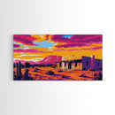 Desert Sunset, Southwest Wall Art, Vibrant Landscape, Colorful Western Scene, Rustic Home Decor, Framed Canvas Print, Living Room Wall Art