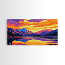 Mountain View, Sunset Sky, Colorful Landscape, Wilderness Art, Framed Canvas Print, Nature Lover Gift, Home Office Wall Art