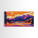 Autumn Mountains, Golden Fields, Scenic Wall Art, Vibrant Landscape, Framed Canvas Print, Cozy Cabin Decor, Fall Home Aesthetic
