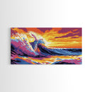 Tropical Wave, Surfing Wall Art, Vibrant Ocean, Beach House Decor, Sunset Painting, Seascape Art, Nautical Style, Canvas Print