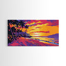 Palm Tree Sunset, Tropical Beach, Ocean View Art, Vibrant Wall Art, Island Retreat, Coastal Decor, Exotic Travel, Canvas Print