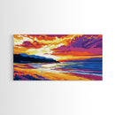 Coastal Sunset, Beach Painting, Vibrant Seascape, Canvas Print, Tropical Wall Art, Living Room Decor, Sunset Ocean Art, Boho Wall Art