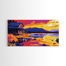 Cabin Retreat, Lakeside Sunset, Rustic Wall Art, Canvas Print, Country Home Decor, Fall Landscape Art, Mountain House Wall Decor