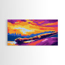 Wooden Paddle, Lake Sunset, Rustic Adventure, Canvas Print, Cabin Wall Art, Outdoorsman Decor, Nature Art, Wilderness Retreat, Canoe Art