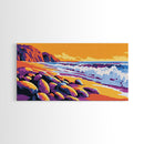 Coastal Cliffs, Waves and Rocks, Ocean Scene, Canvas Print, Modern Beach Wall Art, Tropical Seascape, Sunset Colors, Serene Nature Art