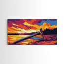 Wooden Fence, River Sunset, Tranquil Scene, Canvas Print, Rustic Cabin Wall Art, Serene Landscape, Country Home Decor, Boho Nature Art