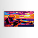 Wooden Pipe, Sunset Art, Colorful Painting, Canvas Print, Western Decor, Smokers Lounge, Rustic Wall Art, Unique Gift, Living Room
