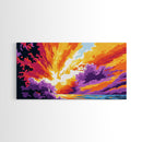 Fiery Explosion, Abstract Ocean Art, Surreal Sunset, Framed Canvas Print, Vibrant Wall Decor, Modern Art, Living Room Statement
