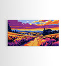 Rolling Hills, Country Path, Farmhouse Decor, Warm Sunset, Vibrant Fields, Cozy Wall Art, Dining Room, Canvas Print
