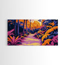 Tropical Path, Jungle Landscape, Exotic Nature, Boho Aesthetic, Sunset Colors, Vibrant Greenery, Bedroom Wall Art, Framed Canvas Print