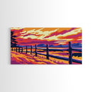 Rustic Fence, Countryside Sunset, Warm Tones, Scenic Landscape, Boho Art, Western Wall Decor, Cozy Living Room, Framed Canvas Print