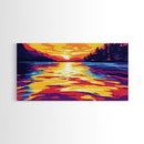 Water Ripples, Serene Sunset, Tranquil Lake, Abstract Nature Art, Bold Colors, Modern Home Aesthetic, Living Room or Office, Canvas Print