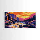 Yosemite Sunset, Majestic River, Vibrant Sky, Tranquil Nature, Grand Scenery, Wilderness Beauty, Living Room Wall Art, Canvas Print