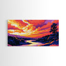 Vibrant Sunset, Golden River, Scenic Nature, Warm Tones, Tranquil Landscape, Office Decor, Living Room, Canvas Print