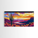 Cactus Sunset, Desert Scene, Southwest Wall Art, Framed Canvas Print, Vibrant Landscape, Boho Decor, Arizona Gift, Warm Tones