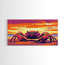 Crab, Beach, Sunset, Framed Canvas Print, Coastal Kitchen Decor, Nautical Wall Art, Ocean Lover Gift, Vibrant Colors, Dining Room Art