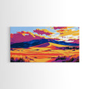Desert, Mountains, Sunset, Framed Canvas Print, Southwest Landscape, Boho Wall Art, Earthy Tones, Vibrant Colors, Living Room Decor