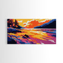 River Sunset, Vibrant Nature Art, Mountain Landscape, Warm Color Wall Art, Bold Home Decor, Canvas Print, Office Wall Art, Modern Boho Art