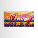 Wheat Field, Golden Sunset, Autumn Landscape, Rustic Nature Art, Framed Canvas Print, Farmhouse Decor, Warm Home Accent, Country Living
